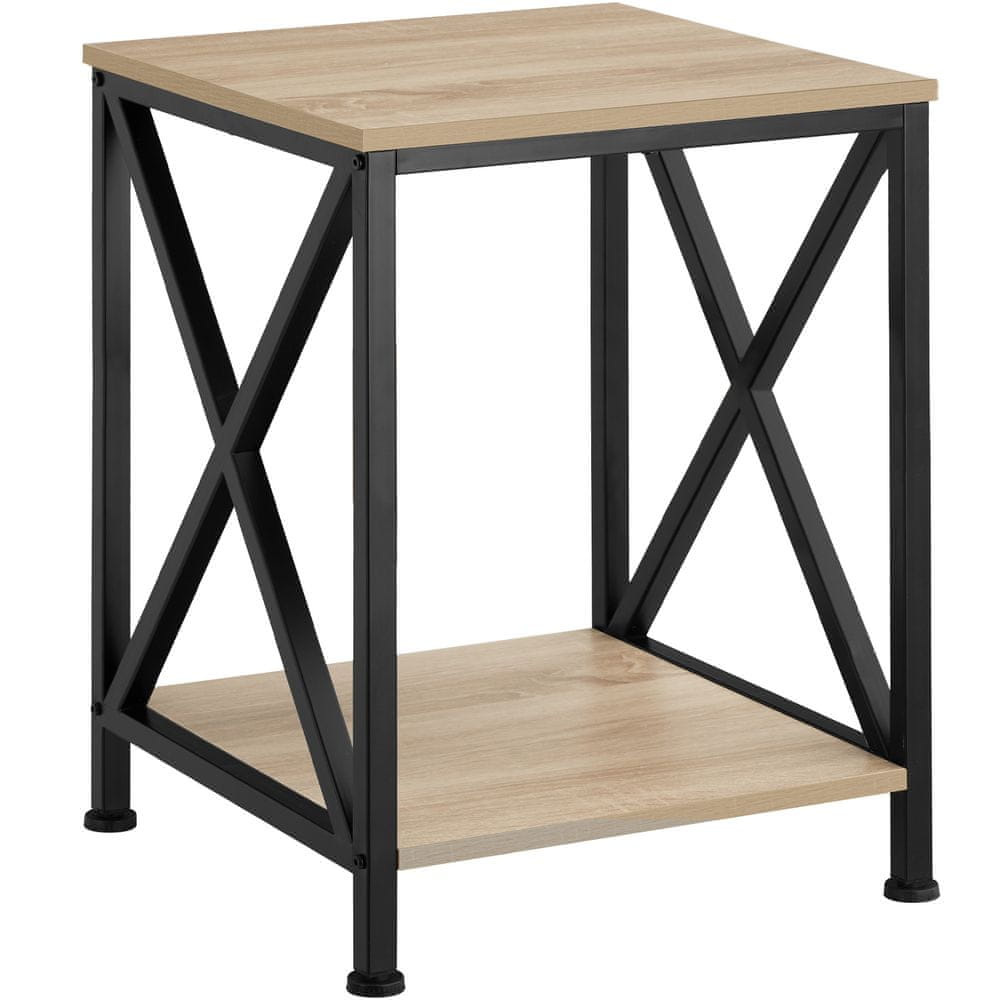 tectake Odkladací stolík Carlton 40,5x40,5x52,5cm - Industrial svetlé drevo, dub Sonoma